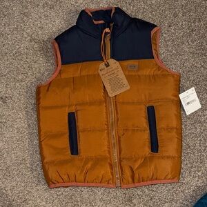 Vintage Kids' Navy and Brown Puffer Vest